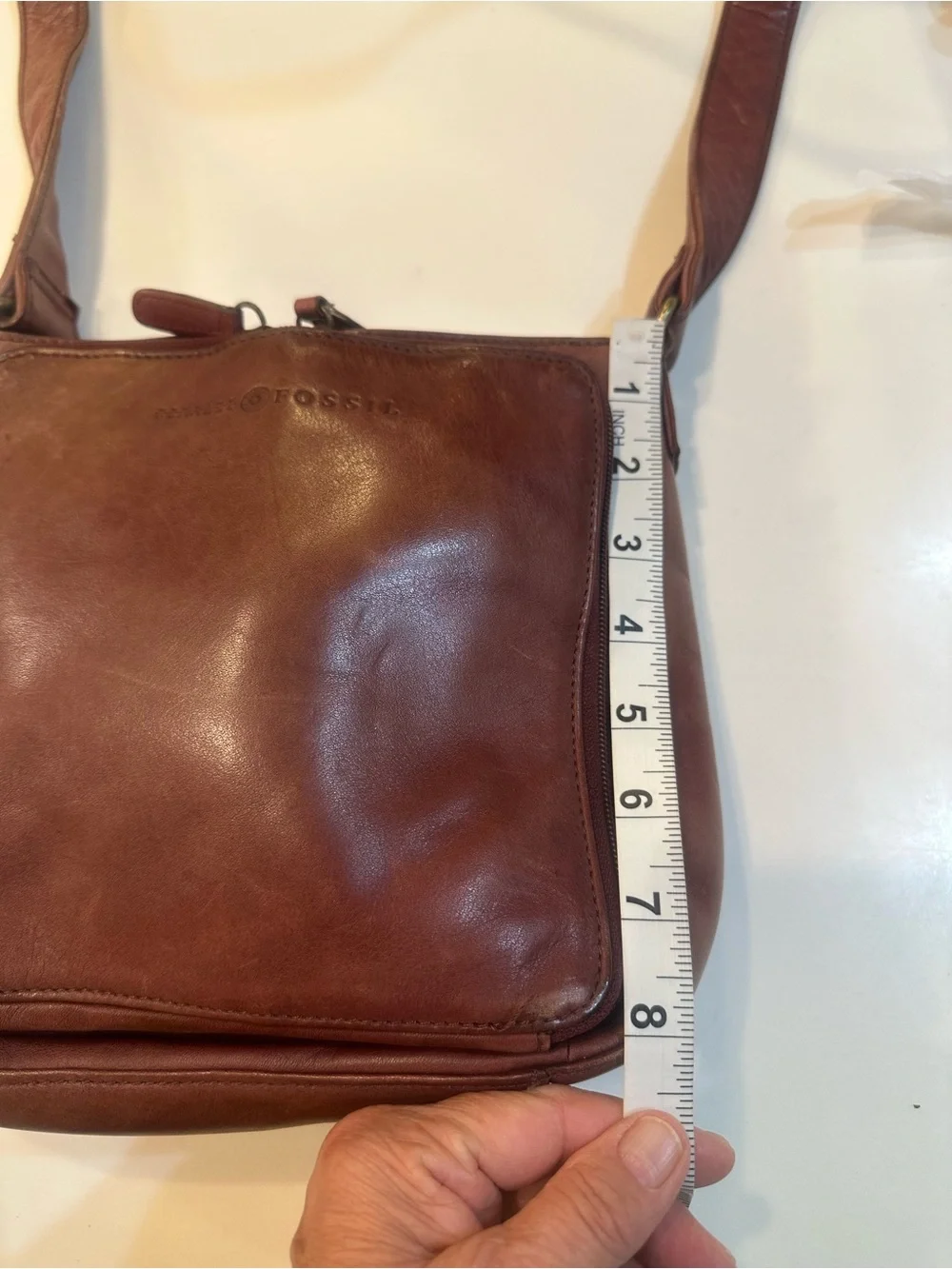 Vintage Fossil Genuine Leather 9x8x3 Messenger Bag Brown Crossbody #75082